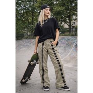 Polo Jeans Co Ralph Lauren Womens 10 Olive Green‎ Zipper Star Studded Pants Y2K